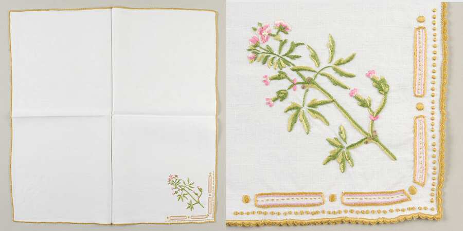 Flora Danica (1961 To Current) 20" Embroidered Linen Napkin