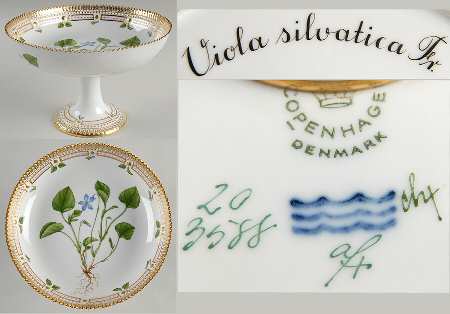 Flora Danica (1961 To Current) Round High Foot Cake Plate-Viola silvatica Fr