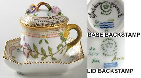 Flora Danica (1961 To Current) Round Custard Cup, Saucer & Lid-Epilobium alpinum