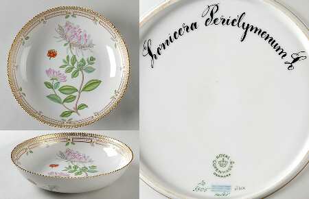 Flora Danica (1961 To Current) 10" Salad Serving Bowl-Lonicera Periclymenum L