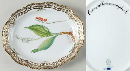 Flora Danica (1961 To Current) 10" Oval Fruit Stand-Convallovia majalis L.