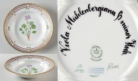 Flora Danica (1961 To Current) Rim Fruit/Soup Bowl-Viola Muhlenbergiana B minor H