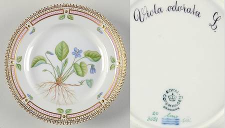 Flora Danica (1961 To Current) Dessert/Pie Plate-Viola odorala L.