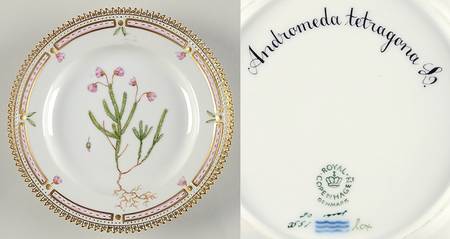 Flora Danica (1961 To Current) Dessert/Pie Plate-Andromeda tetragona L