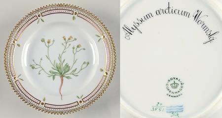 Flora Danica (1961 To Current) Dessert/Pie Plate-Alyssum arcticum Wormskj