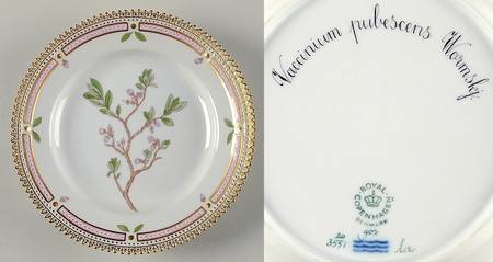Flora Danica (1961 To Current) Dessert/Pie Plate-Vaccinium pubescens Wormskj