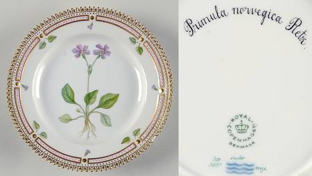 Flora Danica (1961 To Current) Dessert/Pie Plate-Primula norvegica Retz.