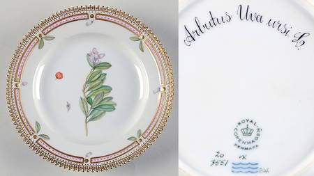 Flora Danica (1961 To Current) Dessert/Pie Plate-Arbutus Uva ursi L.