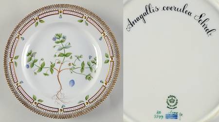 Flora Danica (1961 To Current) Dinner Plate-Anagallis coerulea Schrel.