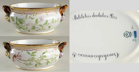 Flora Danica (1961 To Current) 4Qt Oval Tureen No Lid-Convolvulus ar,Melilotus de