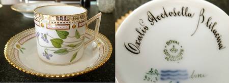 Flora Danica (1961 To Current) Chocolate Cup & Serrated Saucer-Oxalis Acctosella