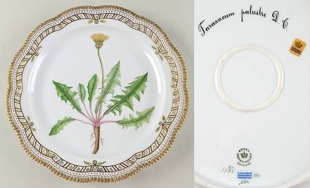 Flora Danica (1961 To Current) 13" Round Pierced Platter-Taraxacum palustre D.G.