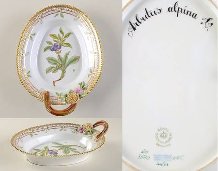 Flora Danica (1961 To Current) 8" Oval Handled Pickle/Accent-Arbutus alpina L.