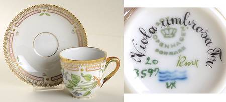 Flora Danica (1961 To Current) Flat Cup & Saucer Set-Viola umbrasa Fr.