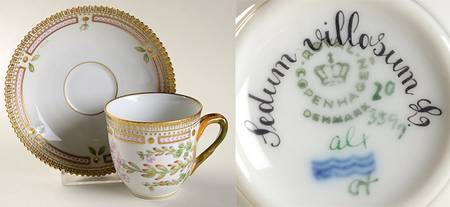 Flora Danica (1961 To Current) Flat Cup & Saucer Set-Sedum villosum L.