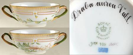 Flora Danica (1961 To Current) Flat Cream Soup Bowl-Draba aurea Vahl