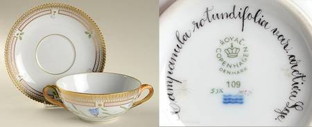 Flora Danica (1961 To Current) Flat Cream Soup & Saucer-Campanula rotundifolia