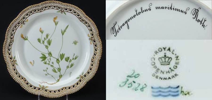Flora Danica (1961 To Current) 13" Round Pierced Platter-Tetragonolobus maritiumu