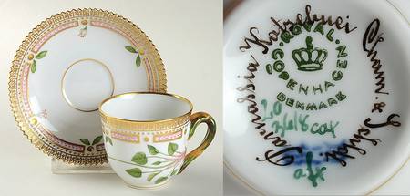 Flora Danica (1961 To Current) Flat Demitasse Cup & Saucer-Parnassia Katseluei ch