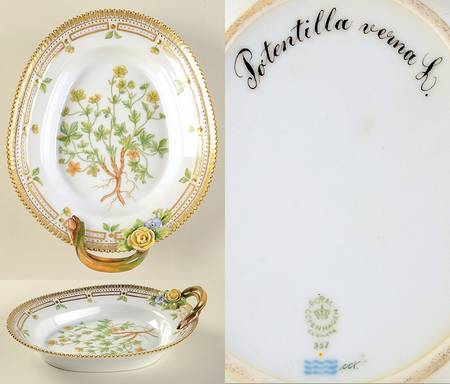 Flora Danica (1961 To Current) 9" Oval Handled Pickle/Accent-Potentilla verna L.