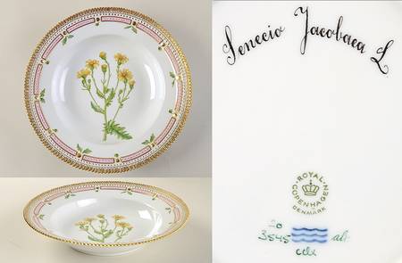Flora Danica (1961 To Current) Large Rim Soup Bowl-Senccio Jacobaea L.