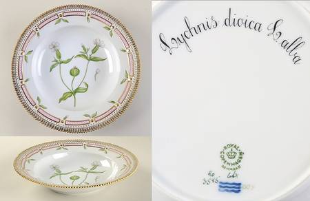 Flora Danica (1961 To Current) Large Rim Soup Bowl-Loychrus dioica Lalla
