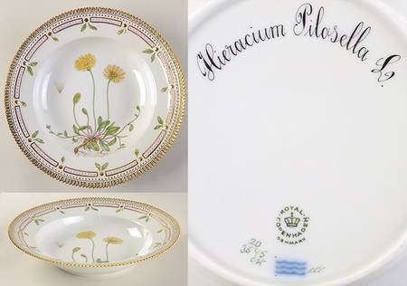 Flora Danica (1961 To Current) Large Rim Soup Bowl-Hieracium Pilosella L.