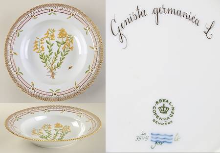 Flora Danica (1961 To Current) Large Rim Soup Bowl-Genista germanical L.