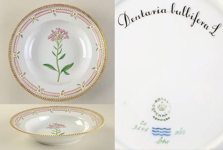 Flora Danica (1961 To Current) Large Rim Soup Bowl-Dentaria bulbifera L.