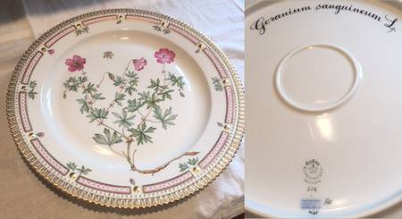 Flora Danica (1961 To Current) 11" Round Platter-Geranium sanguineum L