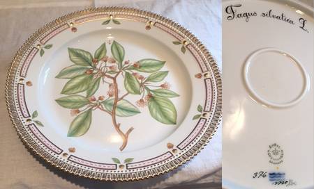 Flora Danica (1961 To Current) 11" Round Platter-Fagus silvatica L