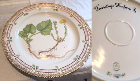 Flora Danica (1961 To Current) 11" Round Platter-Tussilago farfara L
