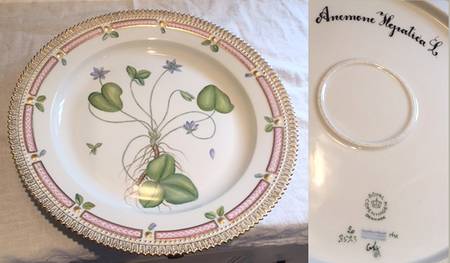 Flora Danica (1961 To Current) 11" Round Platter-Anemone hepatica L