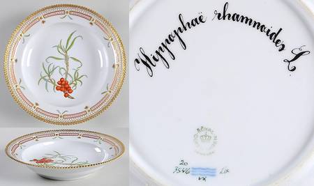 Flora Danica (1961 To Current) Rim Soup Bowl-Hippophae rhamnoides L