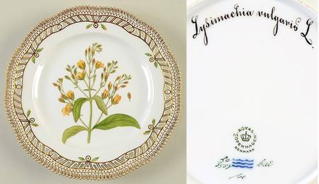 Flora Danica (1961 To Current) 9" Pierced Luncheon Plate/Fruit Std-Lysimachia vul