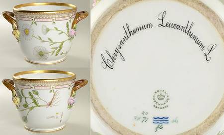 Flora Danica (1961 To Current) Large Round Wine Cooler/Cachepot-Chrysanthemum Leu