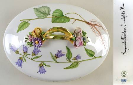 Flora Danica (1961 To Current) Lid for Oval Vegetable-Campanula Trachelium L
