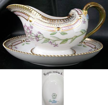 Flora Danica (1961 To Current) Sauce Boat & Fixed Stand-Hesperis inodora L