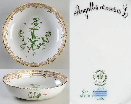 Flora Danica (1961 To Current) 9" Salad Serving Bowl-Angallis arvensis L.