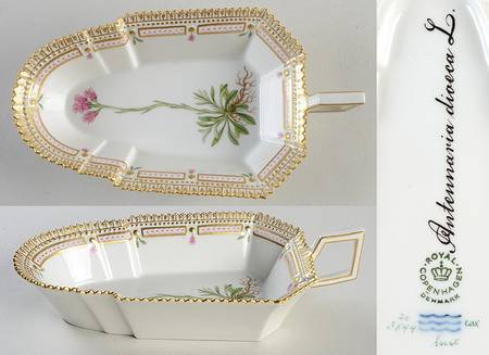 Flora Danica (1961 To Current) 8" Pickle/Accent Dish-Antennaria dioeca L.