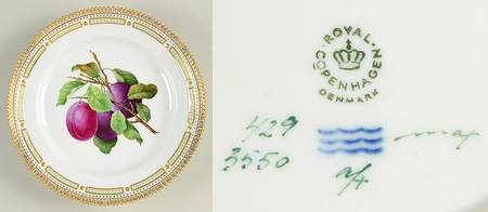 Flora Danica (1961 To Current) Fruit Service Luncheon Plate "Plums"
