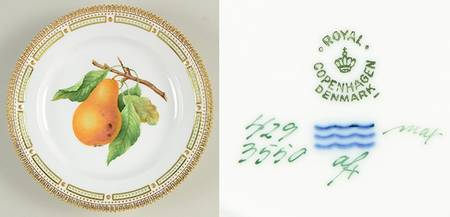 Flora Danica (1961 To Current) Fruit Service Luncheon Plate "Pears"