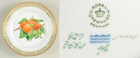 Flora Danica (1961 To Current) Fruit Service Luncheon Plate "Apricot"