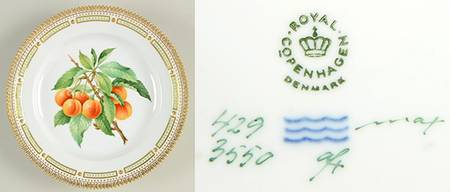 Flora Danica (1961 To Current) Fruit Service Luncheon Plate "Peaches"