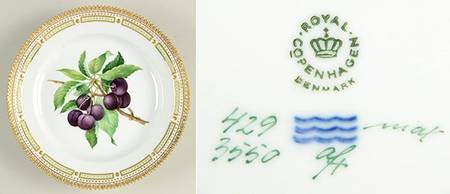 Flora Danica (1961 To Current) Fruit Service Luncheon Plate " Black Cherry"