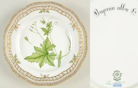 Flora Danica (1961 To Current) 10" Pierced Dinner Plate/Fruit Std-Bryonia alba L.