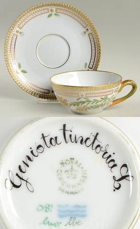 Flora Danica (1961 To Current) Flat Tea Cup & Saucer Set-Genista tinctoria L