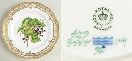 Flora Danica (1961 To Current) 9" Pierced Luncheon Plate/Fruit Stand-Black Curren