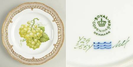 Flora Danica (1961 To Current) 9" Pierced Luncheon Plate/Fruit Stand-White Grapes
