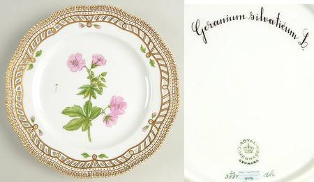 Flora Danica (1961 To Current) 9" Pierced Luncheon Plate/Fruit Std-Geranium silva